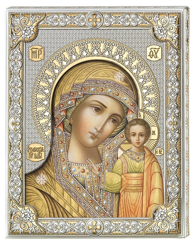 Казанская икона Божией Матери серебро купить