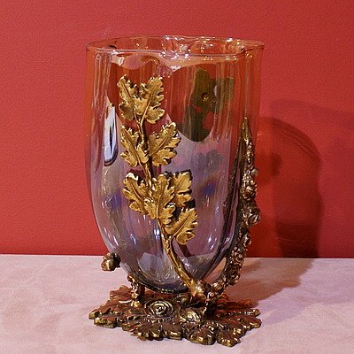 хрустальная ваза с серебром