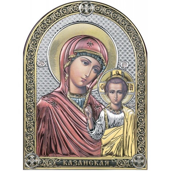 Икона Казанской Божией матери серебро Италия купить