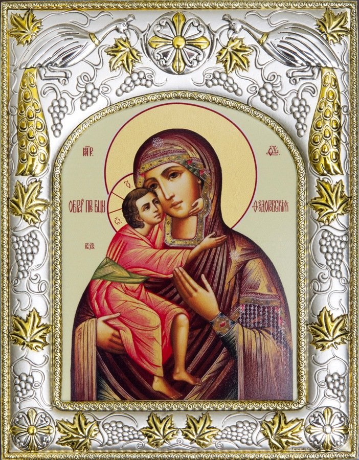 Икона Божией Матери Феодоровская купить в серебре с золочением
