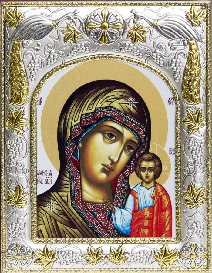 Икона Божией Матери Казанская купить в интернет магазине серебро, позолота