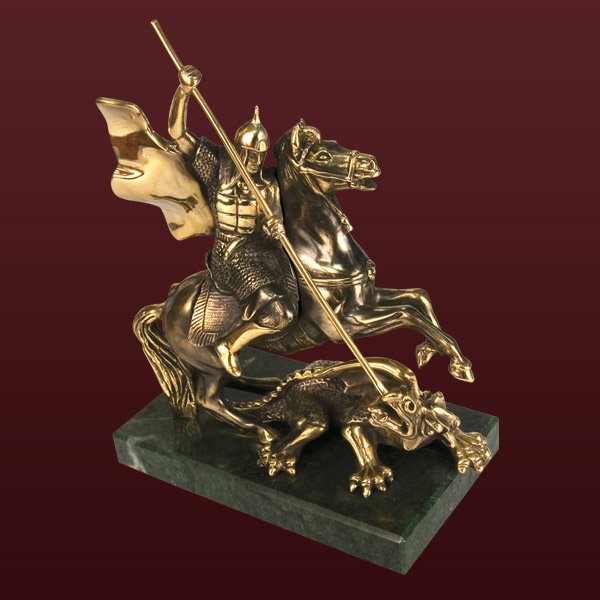 Купить статуэтку Георгий Победоносец из бронзы ручной работы в интернет магазине